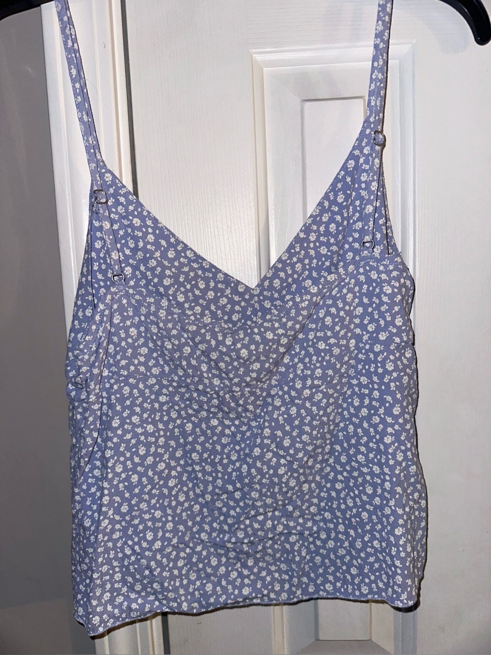 Brandy Melville Dusty Blue Floral Spaghetti Strap Cami, 100% viscose
